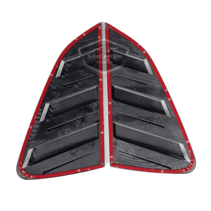 Vw Polo MK6 2018 y Posteriores Compatible Rejilla de Ventana Trasera Visera de Ventana Trasera Ventilación Importada Equipo Izquierdo y Derecho Negro Brillante Calidad Premium ONP342