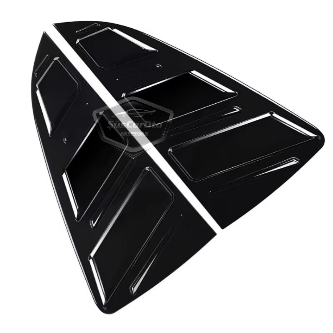 Vw Polo MK6 2018 y Posteriores Compatible Rejilla de Ventana Trasera Visera de Ventana Trasera Ventilación Importada Equipo Izquierdo y Derecho Negro Brillante Calidad Premium ONP342