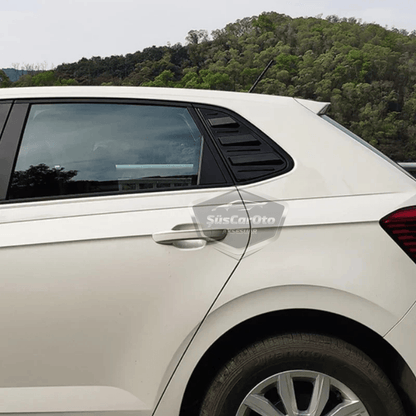 Vw Polo MK6 2018 y Posteriores Compatible Rejilla de Ventana Trasera Visera de Ventana Trasera Ventilación Importada Equipo Izquierdo y Derecho Negro Brillante Calidad Premium ONP342