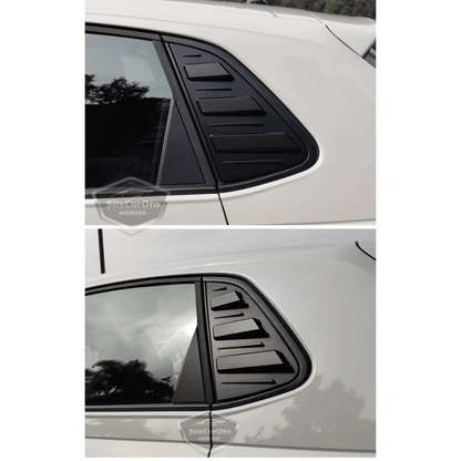 Vw Polo MK6 2018 y Posteriores Compatible Rejilla de Ventana Trasera Visera de Ventana Trasera Ventilación Importada Equipo Izquierdo y Derecho Negro Brillante Calidad Premium ONP342