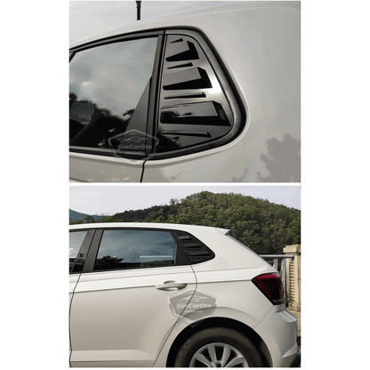 Vw Polo MK6 2018 y Posteriores Compatible Rejilla de Ventana Trasera Visera de Ventana Trasera Ventilación Importada Equipo Izquierdo y Derecho Negro Brillante Calidad Premium ONP342