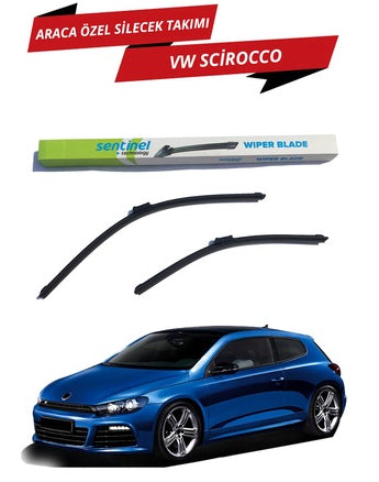 VW Scirocco 2008 en adelante Juego de limpiaparabrisas delanteros planos Sentinel específicos para vehículo derecho izquierdo
