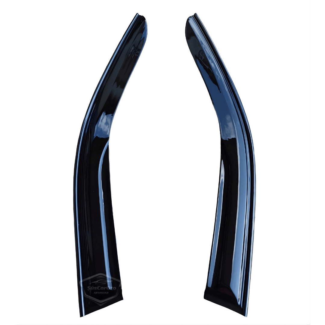 Deflectores de viento para ventanillas Vw Transporter T5-T6 2004-2024 compatibles, Mugen, negro piano, juego de 2, importado, negro brillante