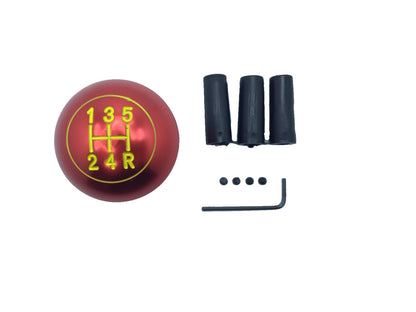 Pomo de cambio universal de metal deportivo con accesorio tipo redondo rojo