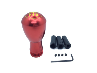 Pomo de cambio universal de metal deportivo con accesorio tipo redondo rojo