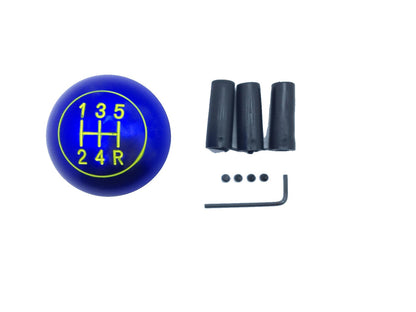Pomo de palanca de cambios universal de metal, de aspecto deportivo, con adaptador, redondo, tipo azul