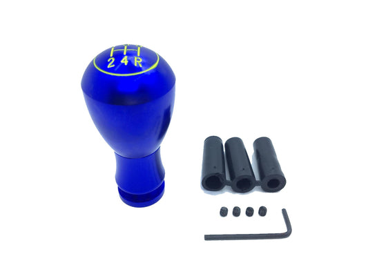 Pomo de palanca de cambios universal de metal, de aspecto deportivo, con adaptador, redondo, tipo azul