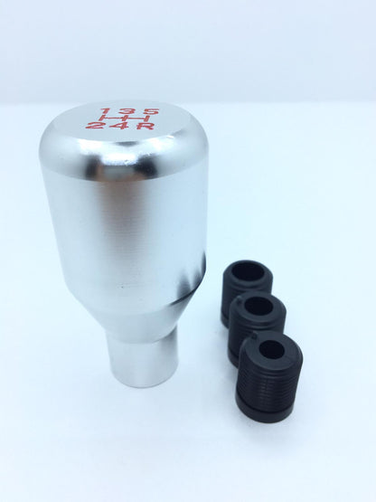 Pomo de palanca de cambios universal de metal de aspecto deportivo, tipo recto con accesorio, plateado