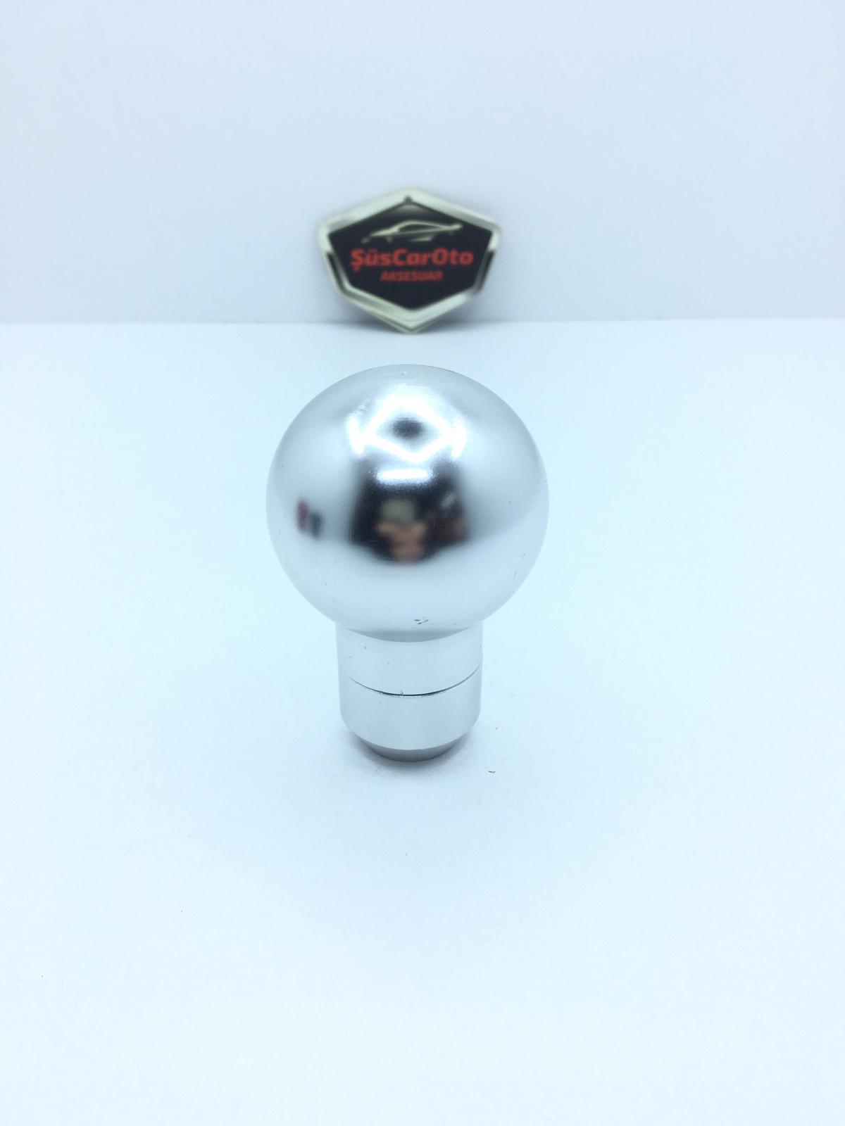 Momo Pomo de Palanca de Cambios Deportivo Redondo de Metal Universal Plateado con Adaptador