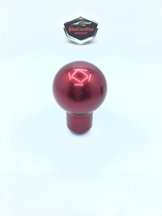 Momo Pomo de Palanca de Cambios Deportivo Redondo de Metal Universal Rojo con Adaptador