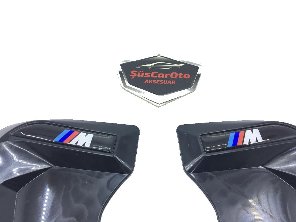 Parilla de ventilación de guardabarros flexible Piano Black con logo M, izquierda y derecha, 2 unidades