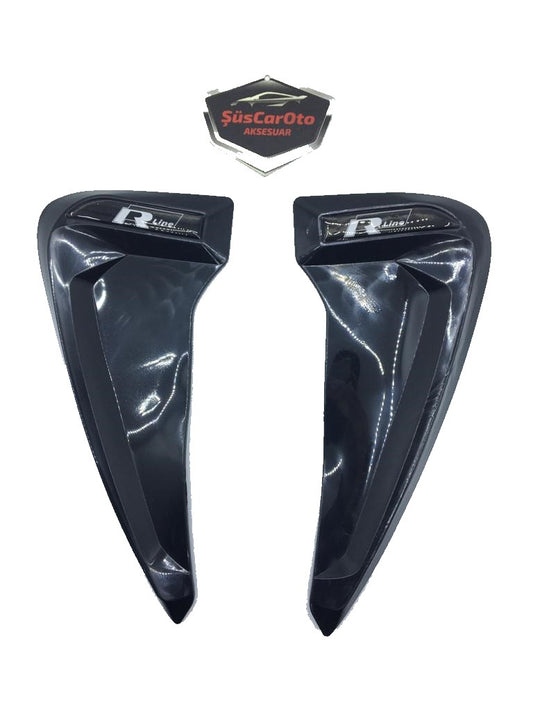 2 rejillas de ventilación de guardabarros flexibles Piano Black con logotipo R-LINE para izquierda y derecha