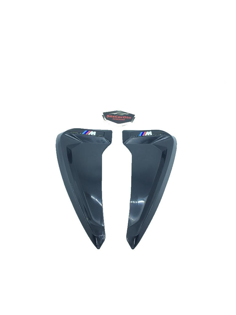 Parilla de ventilación de guardabarros flexible Piano Black con logo M, izquierda y derecha, 2 unidades