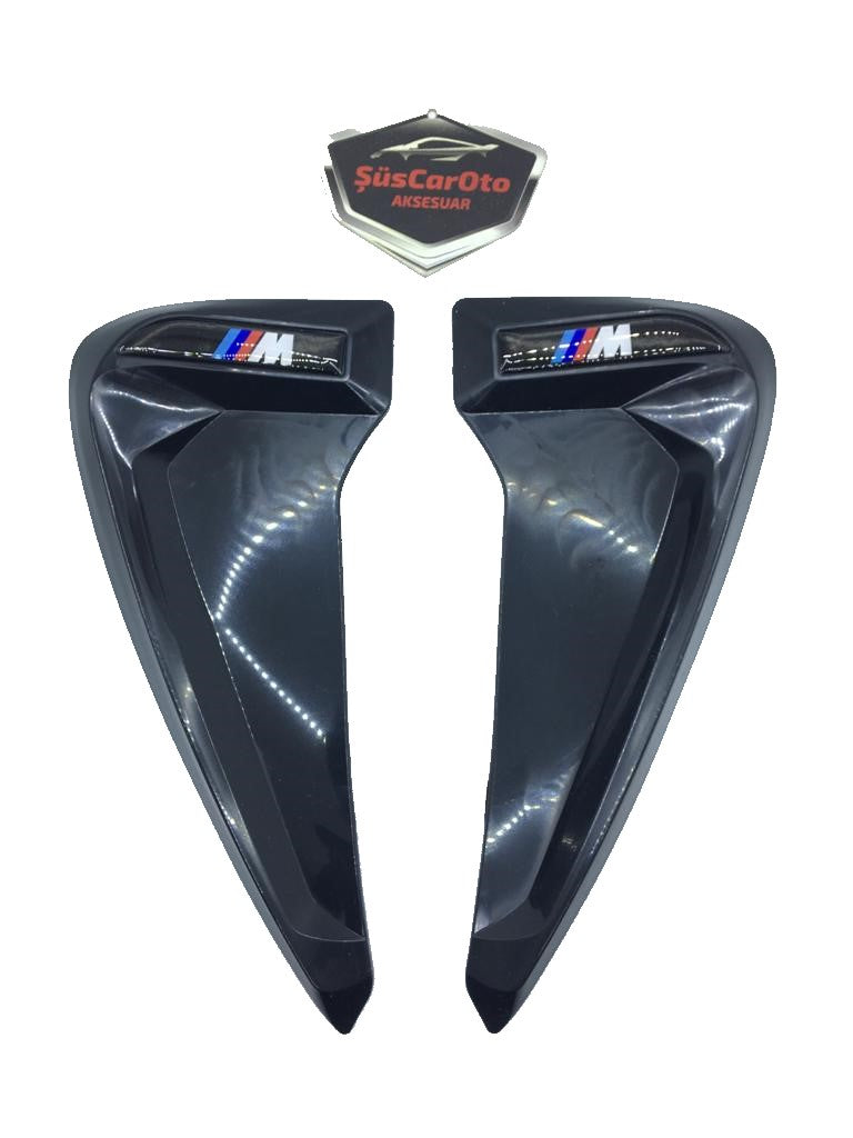 Parilla de ventilación de guardabarros flexible Piano Black con logo M, izquierda y derecha, 2 unidades