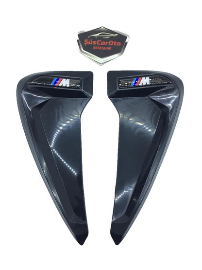 Parilla de ventilación de guardabarros flexible Piano Black con logo M, izquierda y derecha, 2 unidades