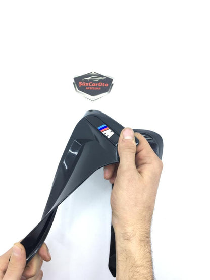 Parilla de ventilación de guardabarros flexible Piano Black con logo M, izquierda y derecha, 2 unidades