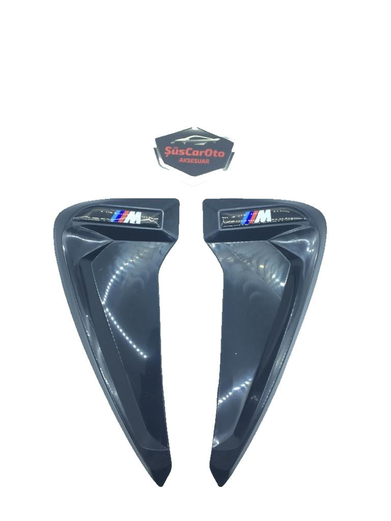 Parilla de ventilación de guardabarros flexible Piano Black con logo M, izquierda y derecha, 2 unidades