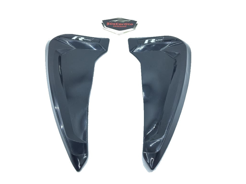 2 rejillas de ventilación de guardabarros flexibles Piano Black con logotipo R-LINE para izquierda y derecha