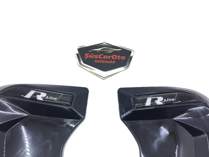 2 rejillas de ventilación de guardabarros flexibles Piano Black con logotipo R-LINE para izquierda y derecha