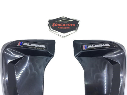 ALPINA Logo Piano Black Guardabarros Flexible Rejilla de Ventilación Derecha Izquierda 2 Piezas