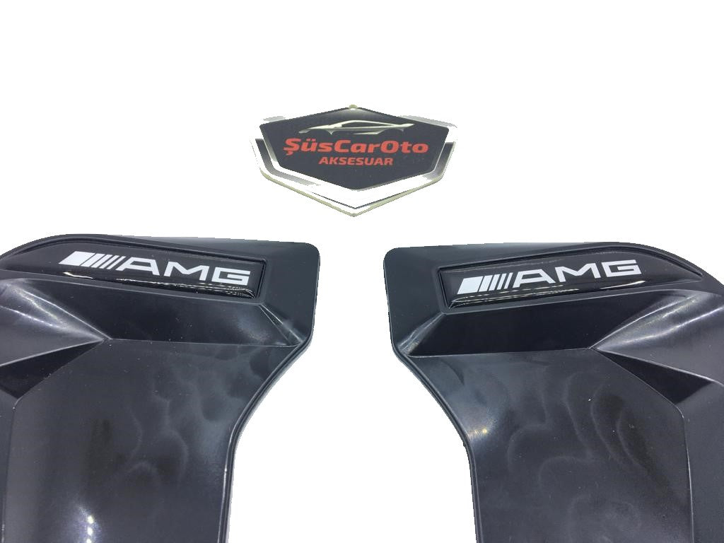 AMG Logotipo Piano Negro Flexible Guardabarros Ventilación Rejilla Derecha Izquierda 2 Piezas