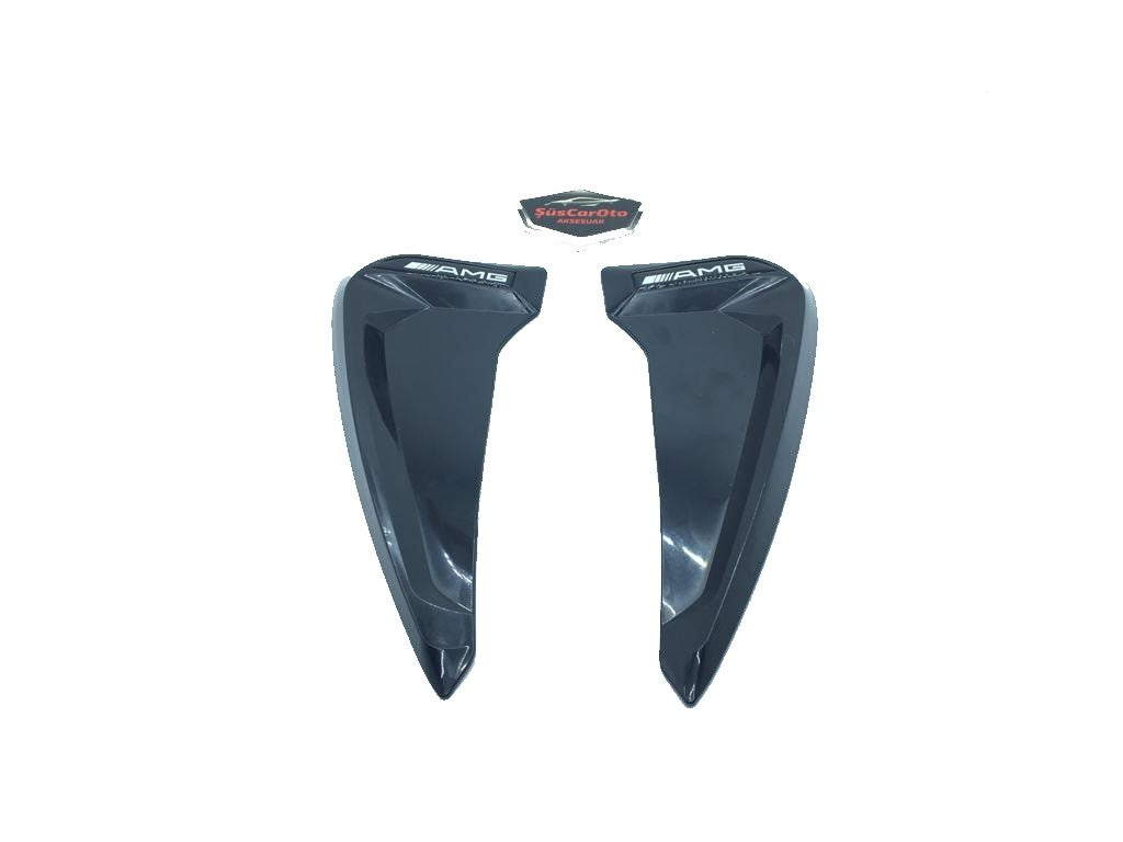 AMG Logotipo Piano Negro Flexible Guardabarros Ventilación Rejilla Derecha Izquierda 2 Piezas