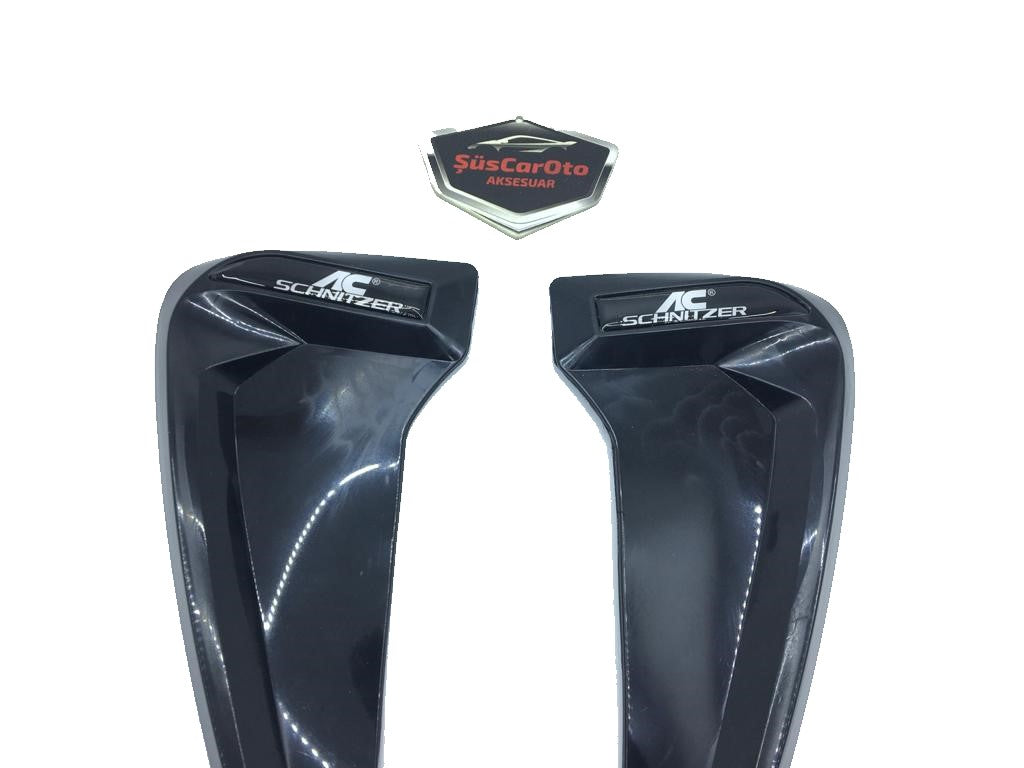 AC SCHNITZER Logotipo Negro Piano Guardabarros Flexible Rejilla de Ventilación Derecha Izquierda 2 Piezas