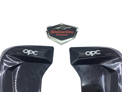 2 piezas Rejilla de ventilación de guardabarros flexible Piano Black con logotipo OPC, derecha e izquierda