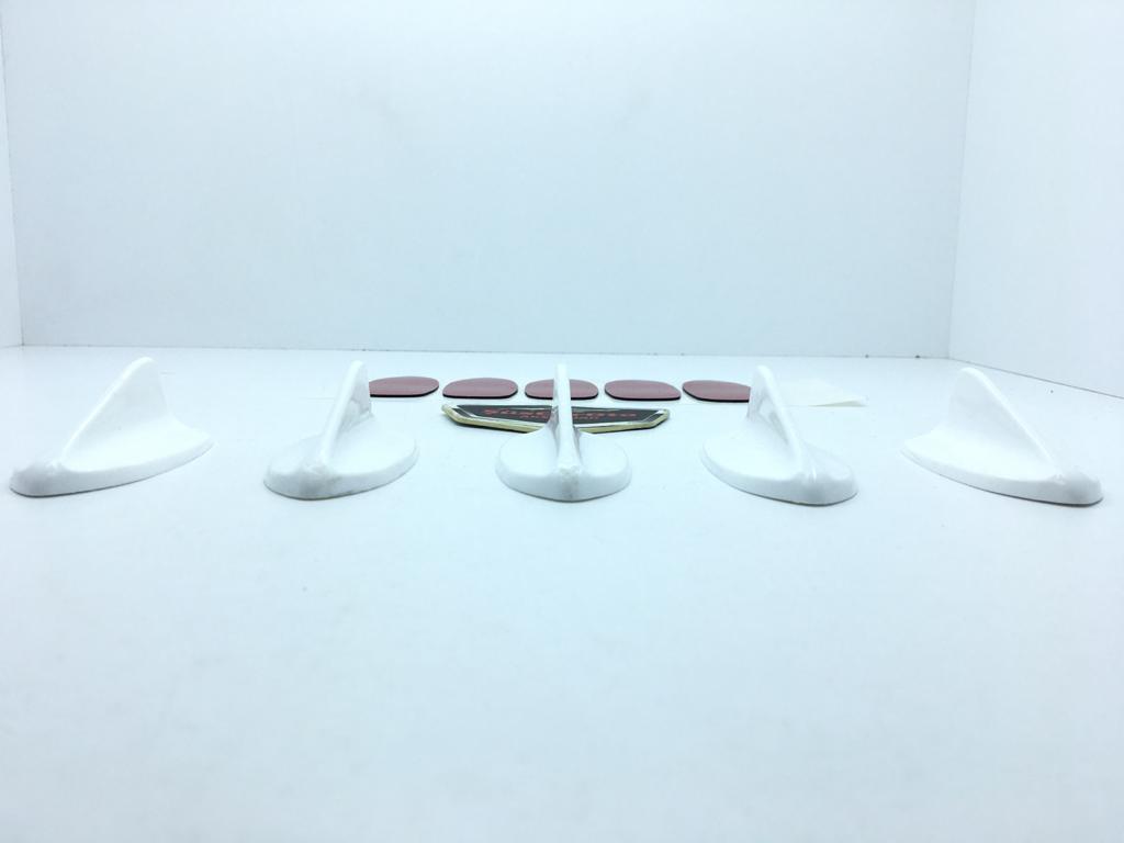 Juego de 5 minibarcos de aleta de tiburón, antena de aleta de tiburón, antena decorativa, color blanco
