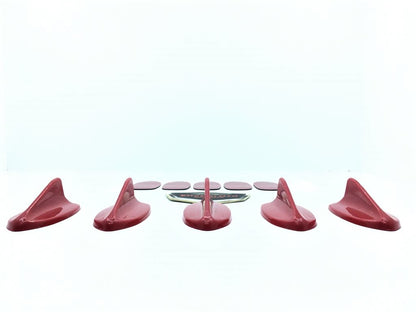 Set de 5 mini antenas decorativas tipo aleta de tiburón en color rojo