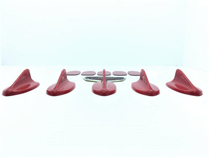 Set de 5 mini antenas decorativas tipo aleta de tiburón en color rojo