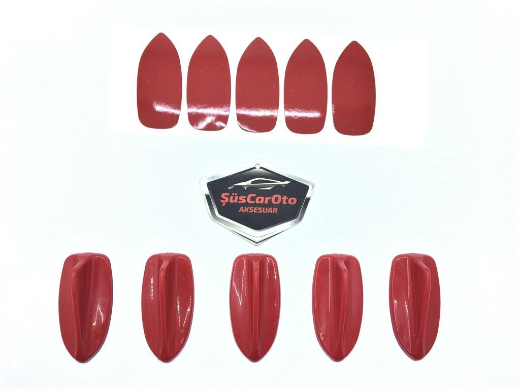 Set de 5 mini antenas decorativas tipo aleta de tiburón en color rojo