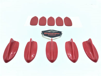Set de 5 mini antenas decorativas tipo aleta de tiburón en color rojo