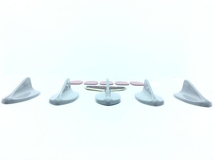 Antena de aleta de tiburón mini de 5 piezas, antena decorativa gris tipo espina de pez