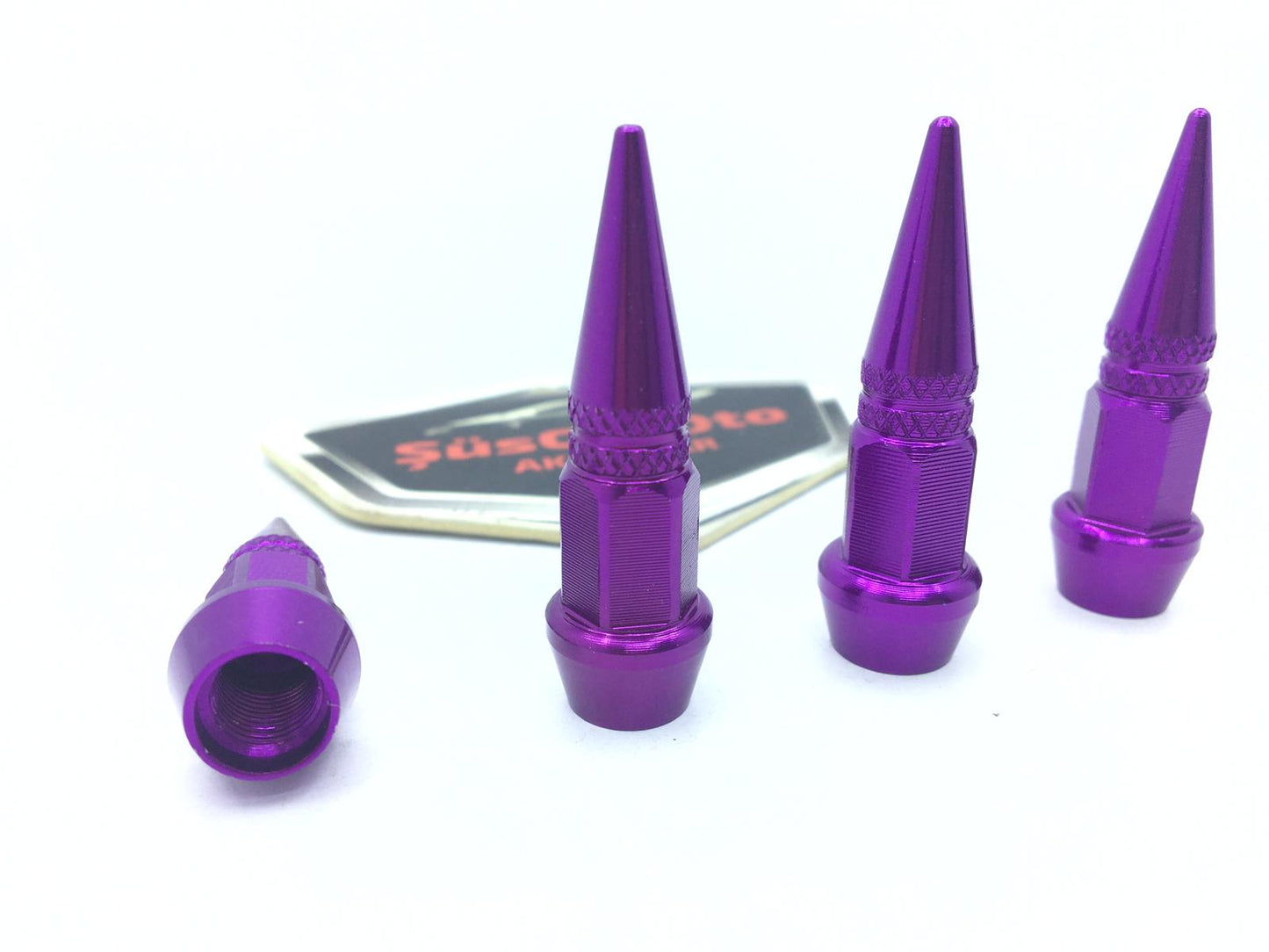 Tapa de válvula de punta Tapa de válvula de bala Juego de 4 piezas Morado