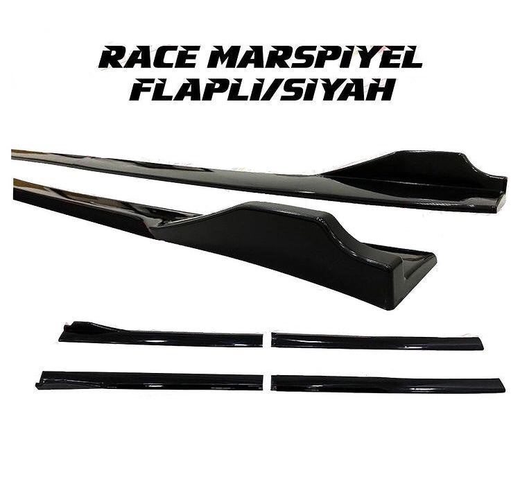 Spoiler de falda lateral universal Piano Black con solapa para cuchilla, negro