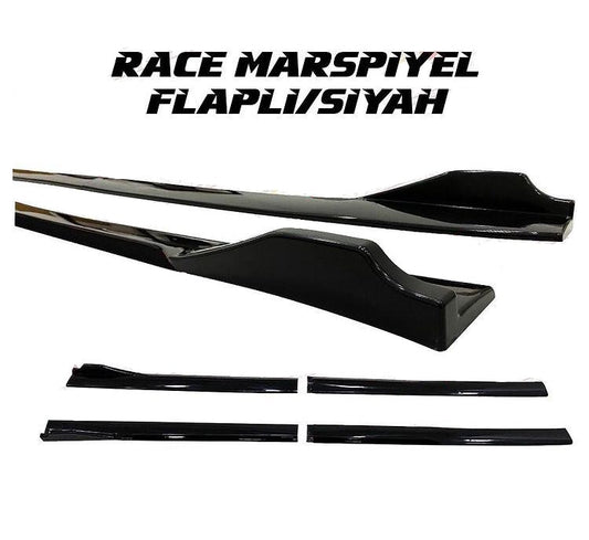 Spoiler de falda lateral universal Piano Black con solapa para cuchilla, negro