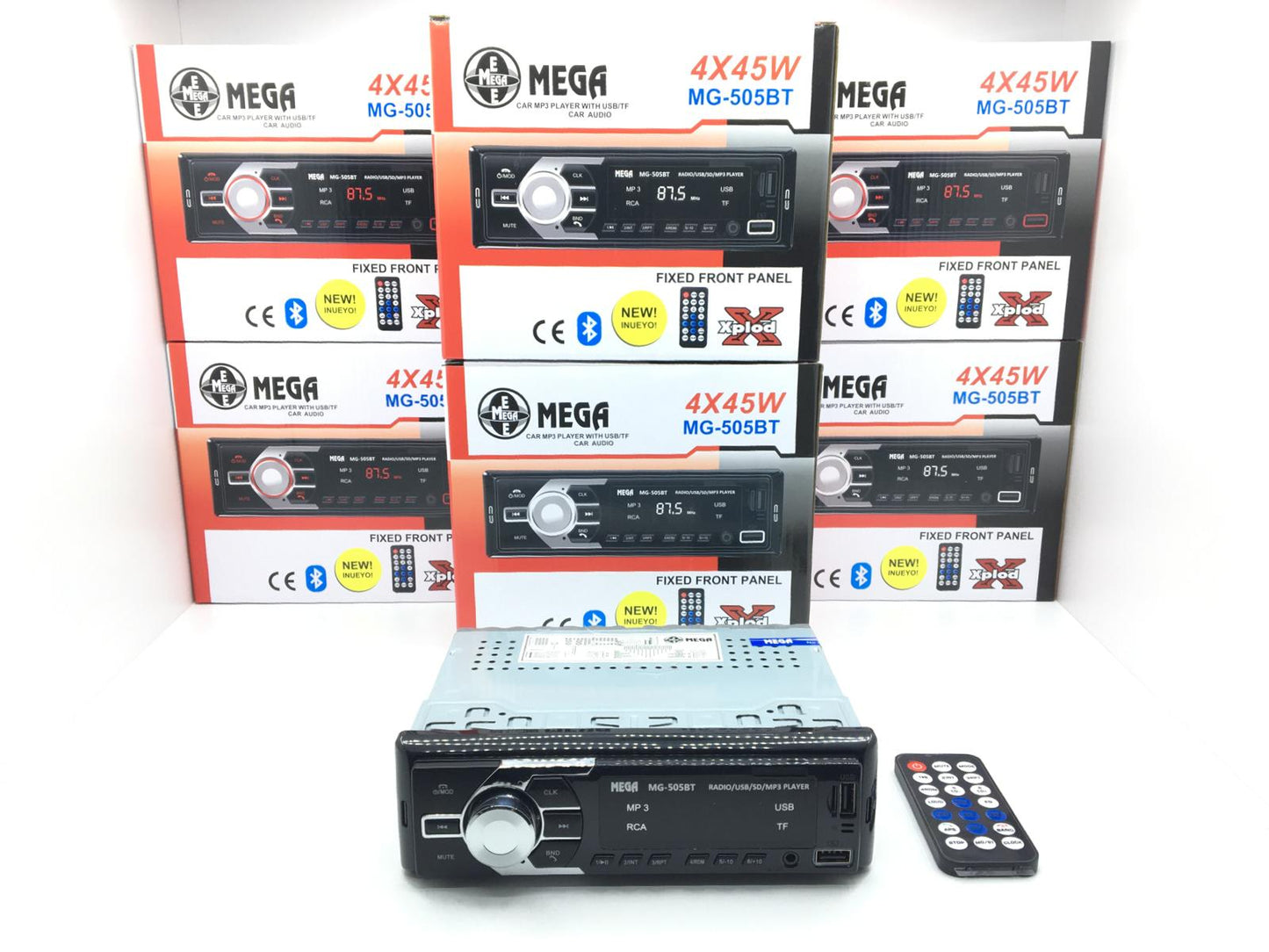 Radio para coche MEGA MG-505BT, Bluetooth, 2xUSB/SD/AUX, con mando a distancia, 45Wx4