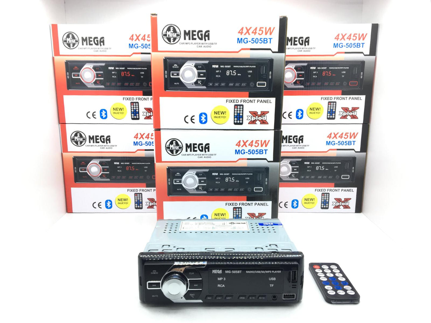Radio para coche MEGA MG-505BT, Bluetooth, 2xUSB/SD/AUX, con mando a distancia, 45Wx4