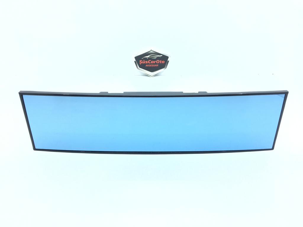 Espejo antideslumbrante interior adicional de 280 mm de color azul, convexo con tijera tipo clip