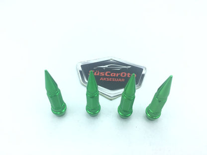 Tapa de válvula puntiaguda Tapa de válvula de bala Juego de 4 verde