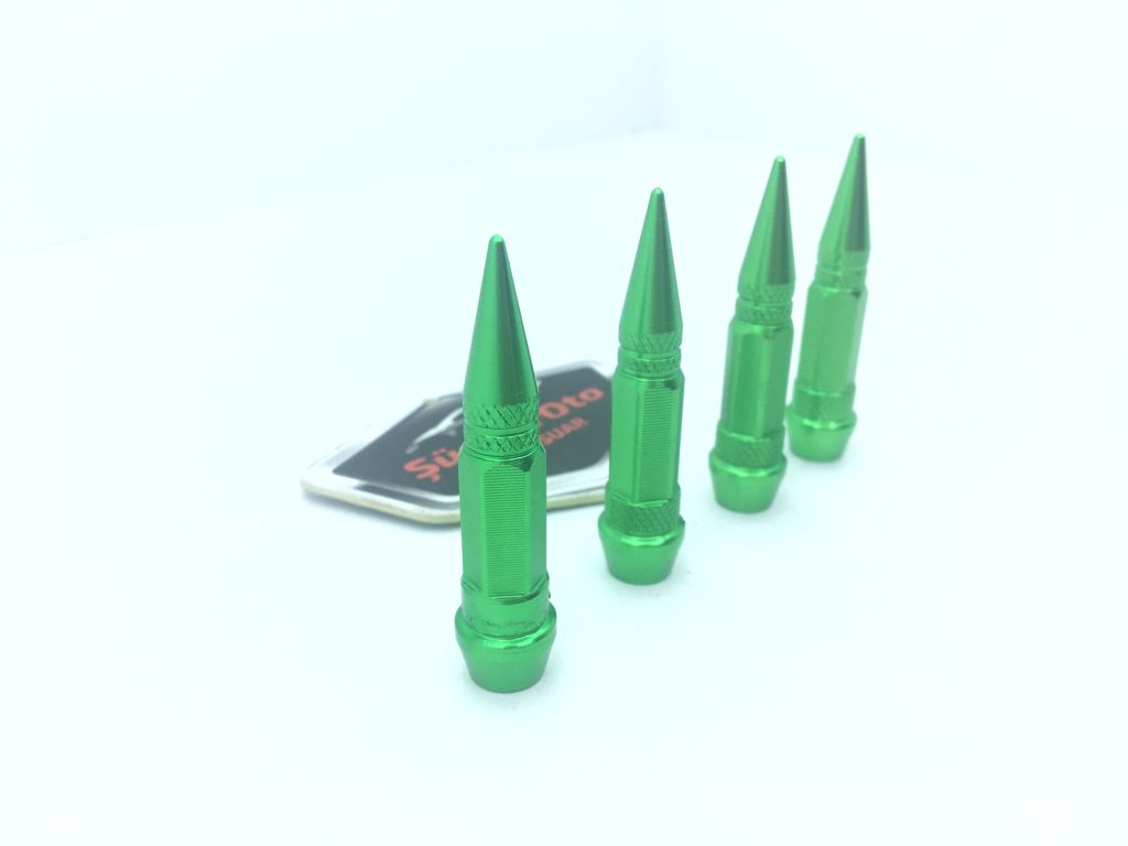 Tapa de válvula puntiaguda Tapa de válvula de bala Juego de 4 verde