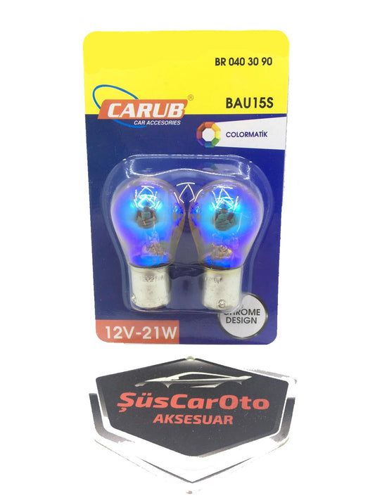 Carub Diadem Bombilla Cromada de un solo filamento, 12V 21W 93 Naranja, Paquete de 2