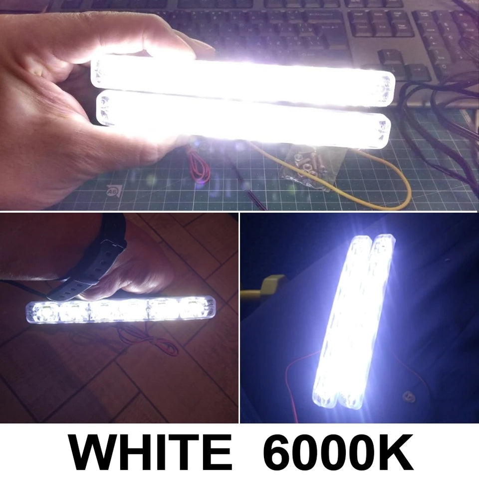 6 LED Luces de circulación diurna DRL Lámpara LED 18W Impermeable ONG16