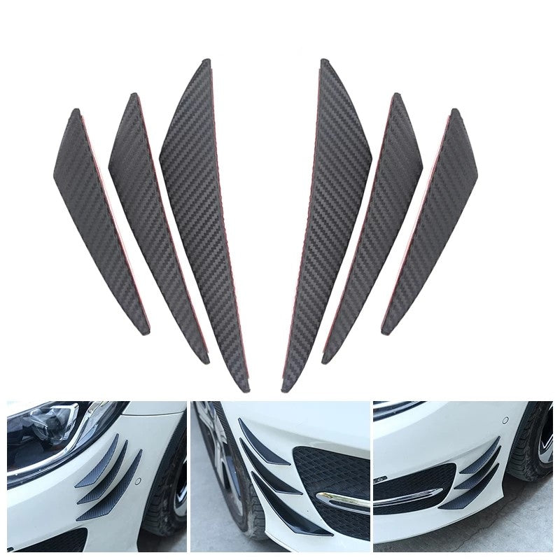 Defensa Universal Deportiva Flexible, Divisor de Parachoques, Carbono Izquierda Derecha, 6 Piezas