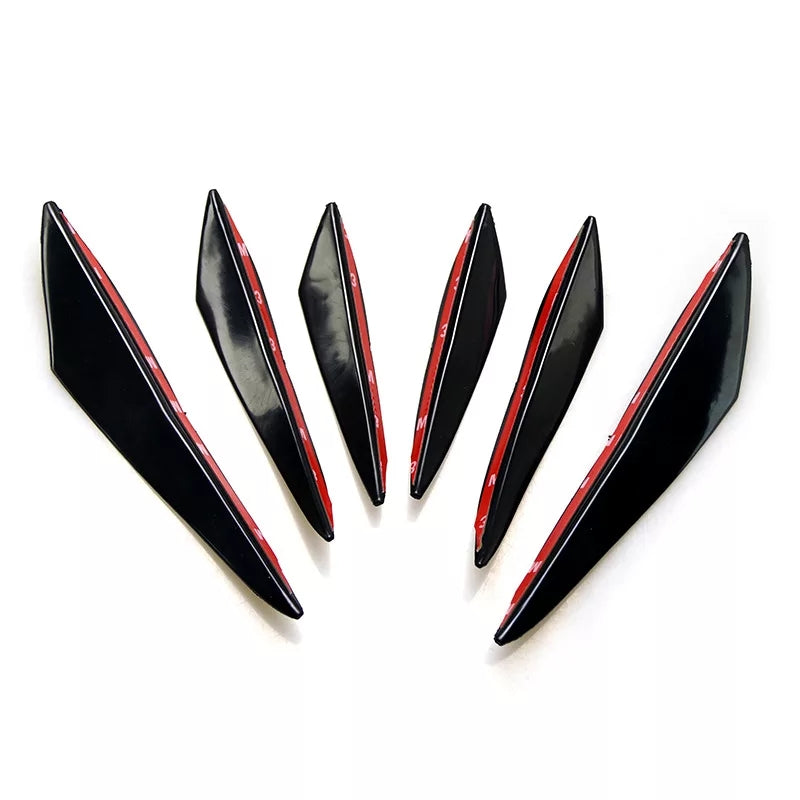 Hoja de parachoques deportivo flexible universal Piano Black izquierda y derecha 6 piezas