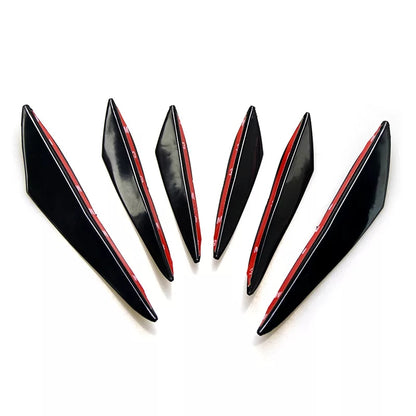 Hoja de parachoques deportivo flexible universal Piano Black izquierda y derecha 6 piezas
