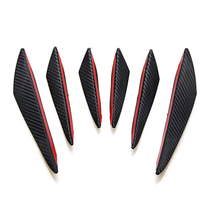 Hoja de parachoques deportivo flexible universal Piano Black-Carbon derecha izquierda 6 piezas