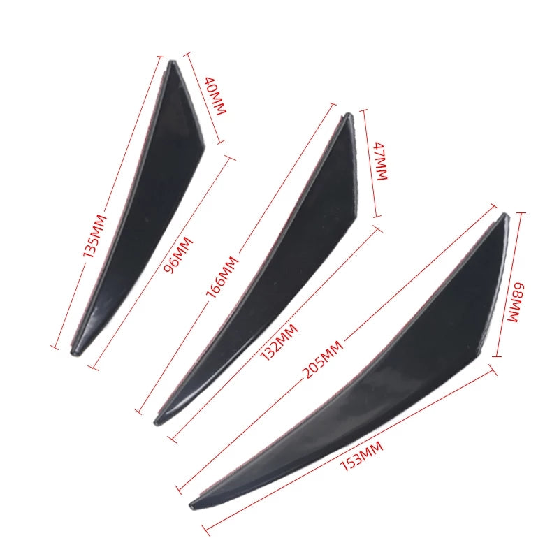 Hoja de parachoques deportivo flexible universal Piano Black-Carbon derecha izquierda 6 piezas