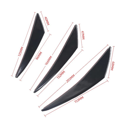 Hoja de parachoques deportivo flexible universal Piano Black-Carbon derecha izquierda 6 piezas